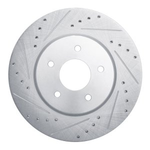 Infiniti QX50 Brake Rotor (1) - Rear Left - R1 Concepts - Drilled & Slotted - Silver - `19-`24